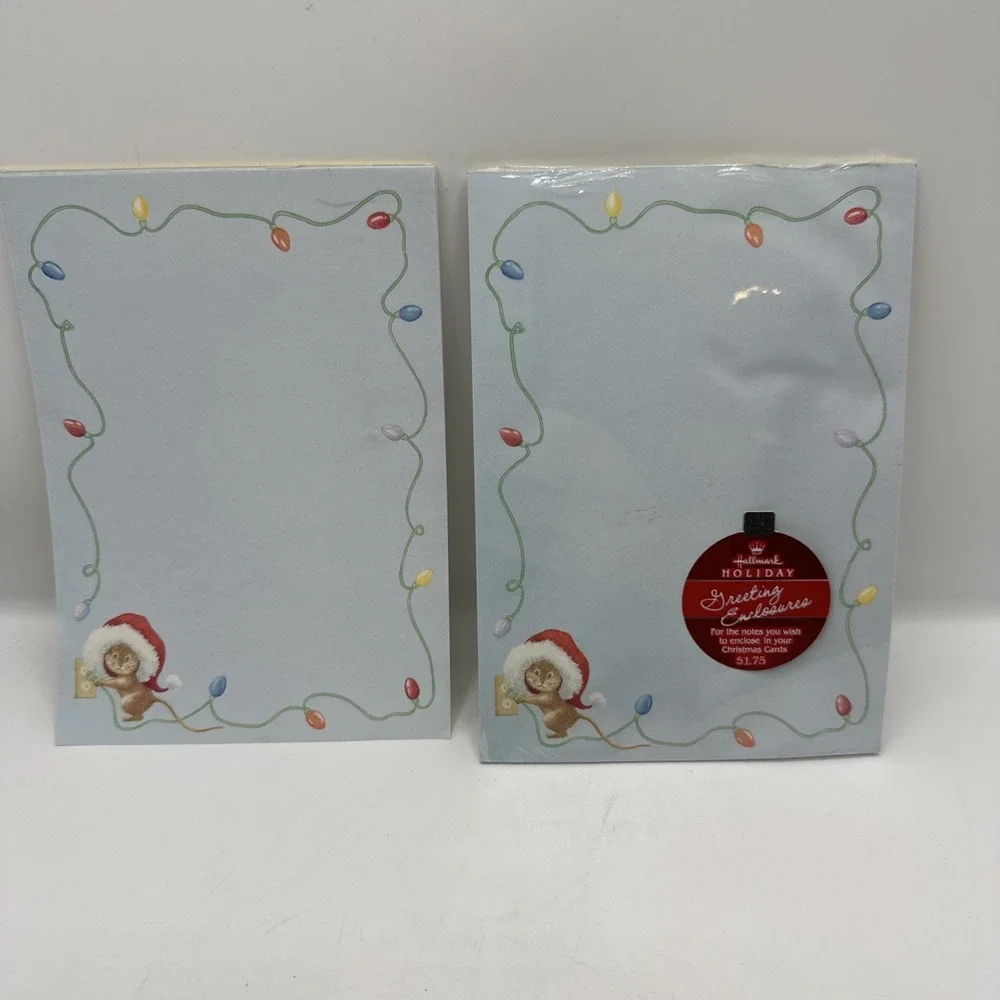 Hallmark‎ holiday greeting enclosures stationary pad mouse with Christmas lights